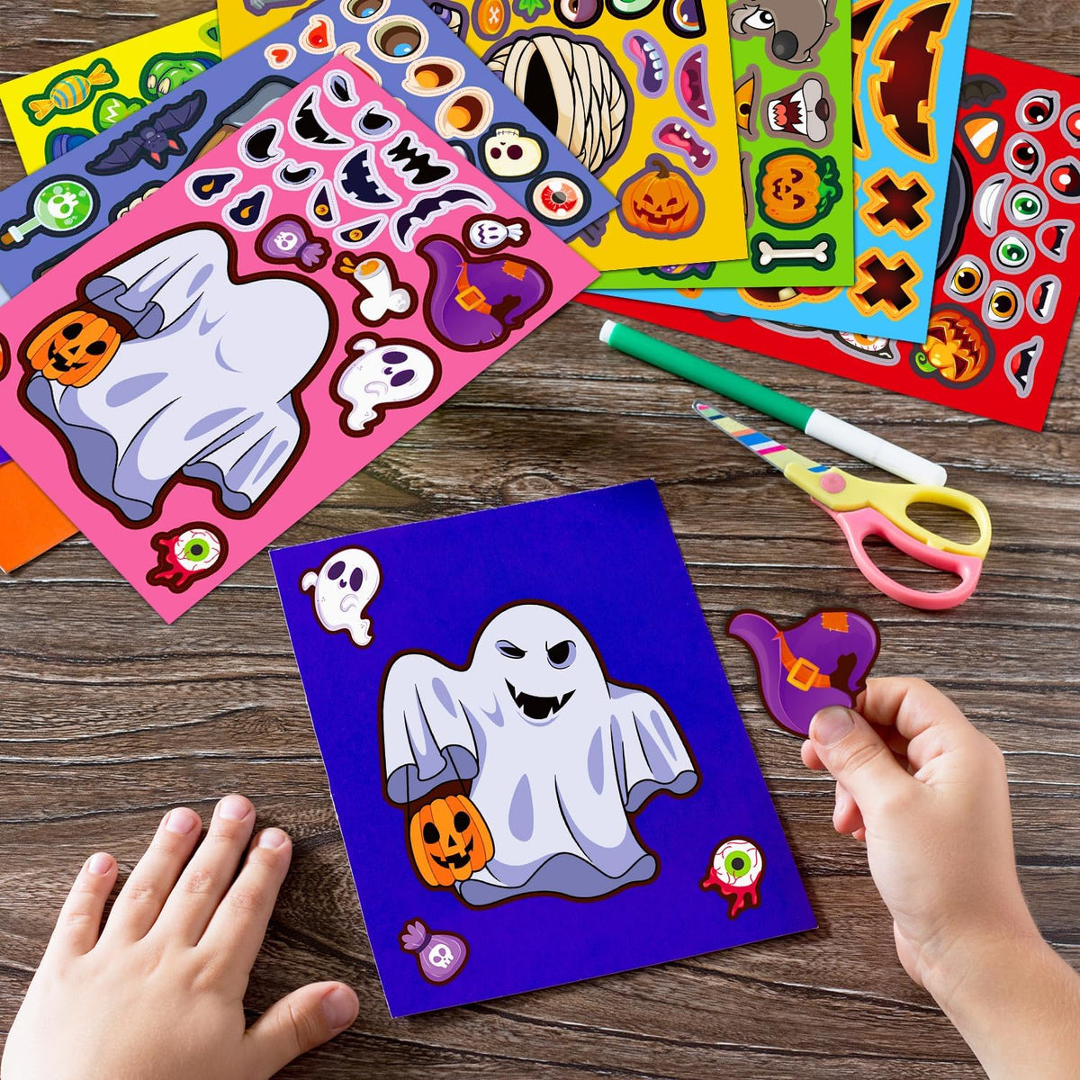 Halloween Stickers for Kids, 24 DIY Face Sheets - Halloween - image 4