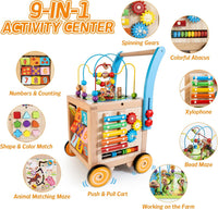 9-in-1 Wooden Activity Cube Walker for 1 Year Old - Neutral 2 - image 2