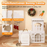 Large Rabbit House, Wooden Bunny Castle with 3 Houses Indoor - 3 Houses - image 3