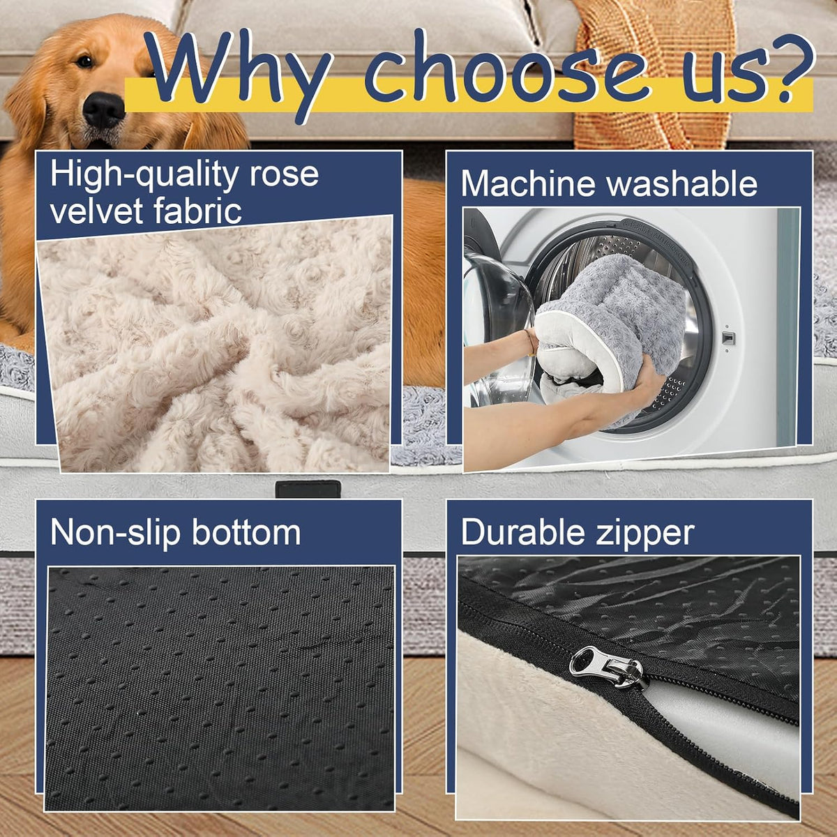 Orthopedic Dog Beds Medium Large Sized Dog, Dog Sofa Bed - X-Large(42 * 30 * 7.5 In) / Grey - image 4