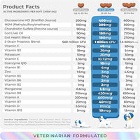 10 in 1 Multivitamin for Dogs - Glucosamine Chondroitin for Joint Support + Digestive Enzymes & Probiotics - Cod Liver Oil & Vitamins with Coq10 for Skin & Heart Health, Gut & Immune Support