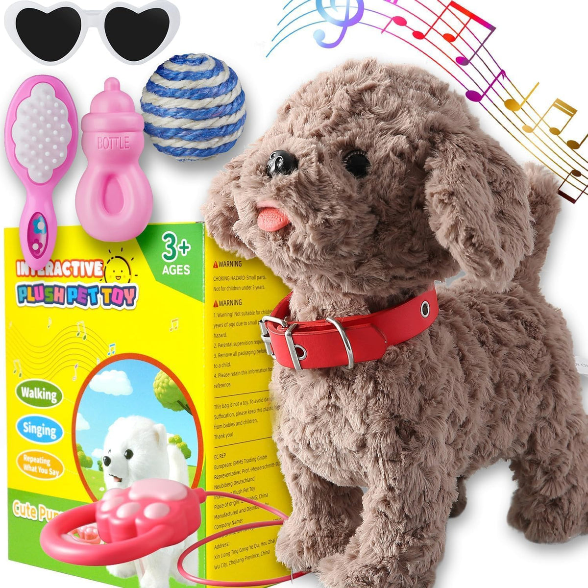 Marsjoy Samoyed Walking Dog Toy for Kids Singing Talking Puppy Barks - Teddy
