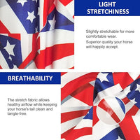 Harrison Howard Stretchy Tail Bag Breathable Horse Tail Guard Slip on Design Protect Horse Tail 2 Strand Closure Straps Keep Tail Clean & Protected 22" L Length Makes Grooming Easy-Flag Grid
