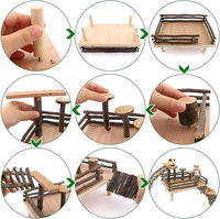 HOSUKKO Hamster Climbing Toys Wooden Hamster Playing Activity Set, Hamster Activity Playground Climb Platform Apple Wood Chewing Toys for Hamster Small Pets (D-Playground with Large Bridge)