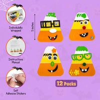 4E's Novelty 12 pack foam candy corn craft kit with goofy face magnets - view 4