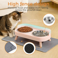 Elevated Cat Bowls Set - Raised Cat Food and Water Bowl Set with Non Slip Stand - Pet Feeding - Pink - image 3