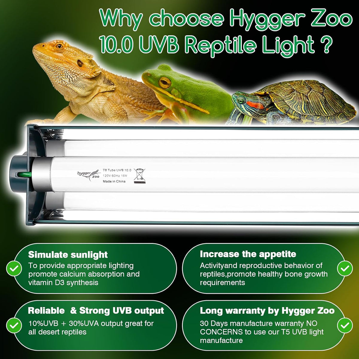 T5 Reptile Light Fixture Combo Kit 24W Light Fixture Reptile - 15w-green / 15W 18.3IN Green - image 3