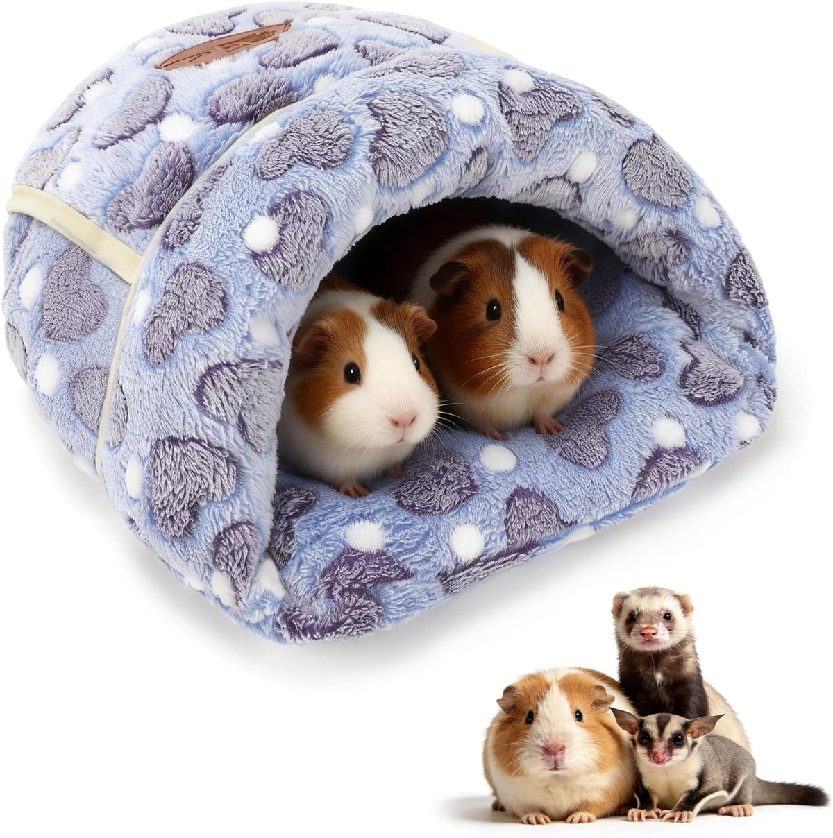 YUEPET Guinea Pig Bed Cuddle Cave, Warm Fleece Hideout - Purple Heart / 1PCS