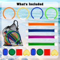 Leislam 16 piece pool diving toys with dive rings, dive sticks, dive gems and storage bag - view 12