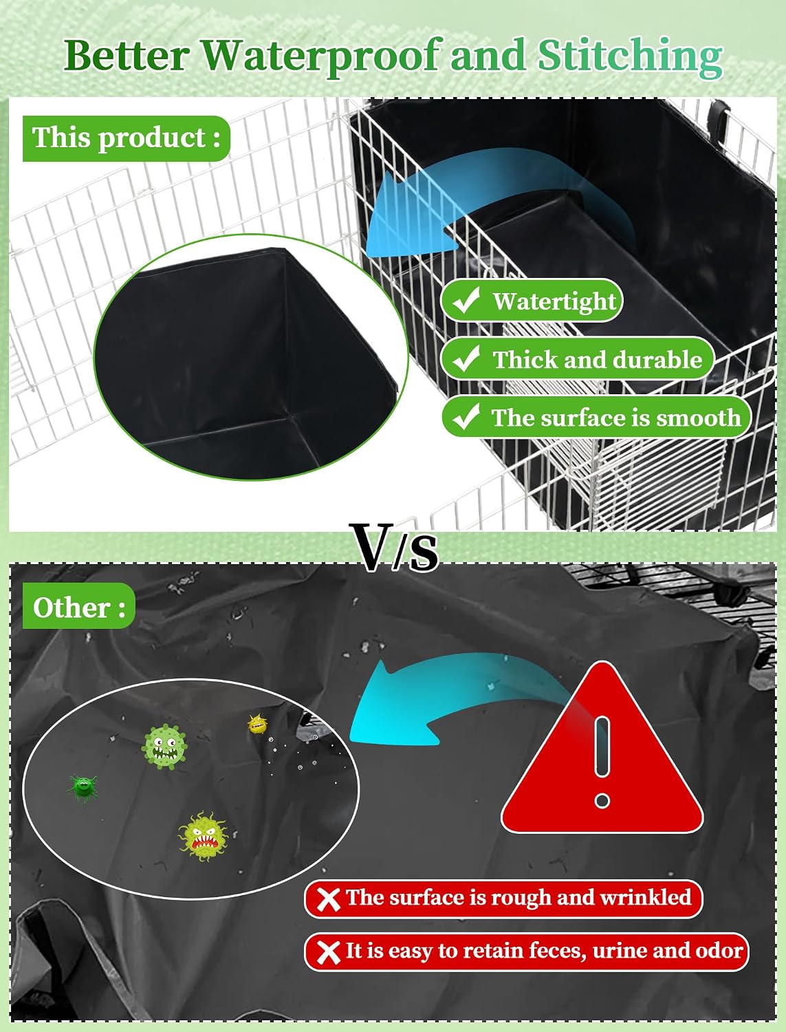 Guinea Pig Litter Box, Hay Holder, Cage Liner - 24"x13"x11.8" / Black - image 4