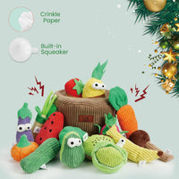 Nocciola Squeaky Fruits Veggies Stuffed Dog Toys Pack - image 3