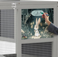 COZIWOW Fashionable Wood 36In Rabbit Hutch Indoor on Wheels Bunny Cage Outdoor Rabbit Cage with Clean Tray, Openable Roof, Anti-Slip Ramp for Small Bunny Rabbit (Grey with Pattern)