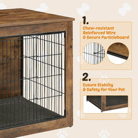 Dog Kennel Furniture, Wooden Dog Crate End Table with Dual Doors, Chew-Proof Design & Cushion, Heavy Duty Dog Crate, Decorative Pet Crate Dog Cage for Indoor (39 Inch)