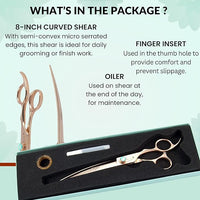 Kenchii Rose Dog Grooming Scissors, 8 Inch Curved Shears, Dog Scissors for Grooming, Ergonomic Design for Comfort and Precision, Heavy Duty, Durable and Sharp