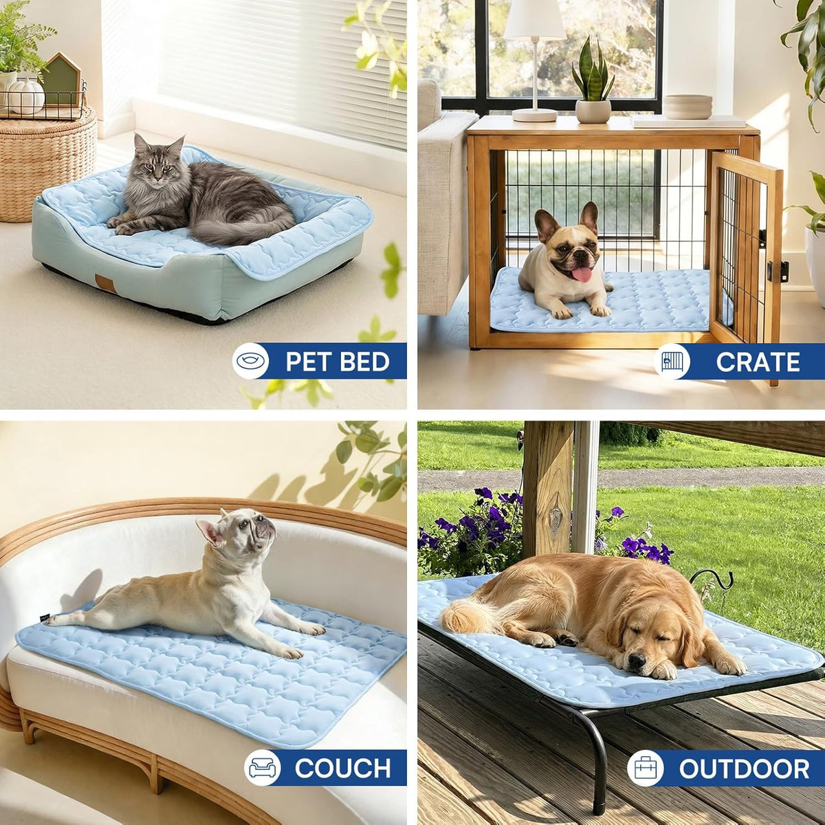 Luciphia Dog Cooling Mat, Q-MAX>0.5 Non-Slip Self-Cooling Pad for Pets – Essentials for Dogs - Light Blue / 30x40 inches - image 3