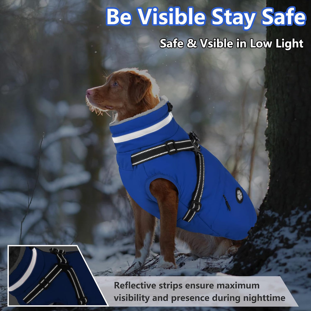 Dogcheer Dog Winter Coat with Harness - Blue / X-Small(Chest:13.3", Back:9.8" Neck:10.2") - image 2