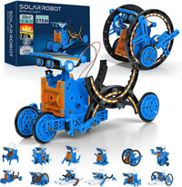 Solar Robot Building Kit, 12-in-1 STEM Robotic Toys for Kids Age 8-12 – Fun for Kids & Family - Blue