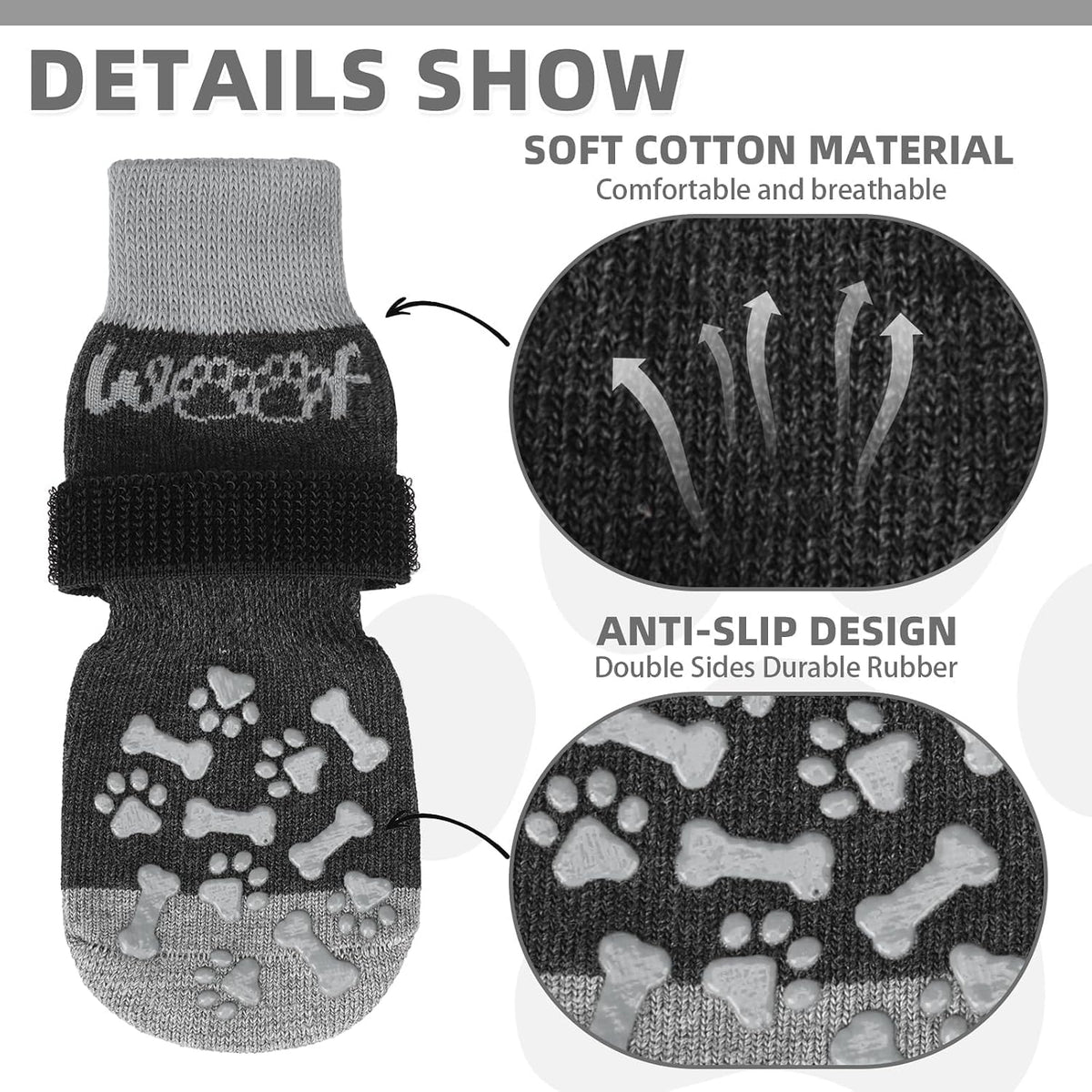 Dog Socks Shoes for Hot Pavement to Prevent Licking Paws - grey / Small (4 Pack) - image 3