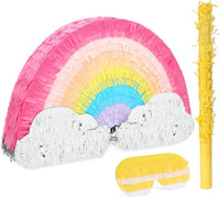 Mushroom Pinatas Bundle with a Blindfold and a Bat - Rinbow