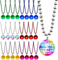 Henoyso 6 pack light up disco ball necklaces in silver with colorful LED lights - view 3