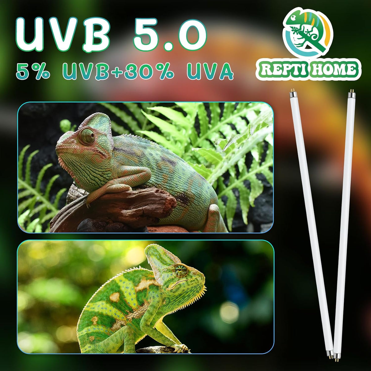 T5 UVB Reptile Light 24W 10.0, UVA UVB Light Bulb for Reptiles - 2 pack T5 Tube-24W 5.0 - image 4