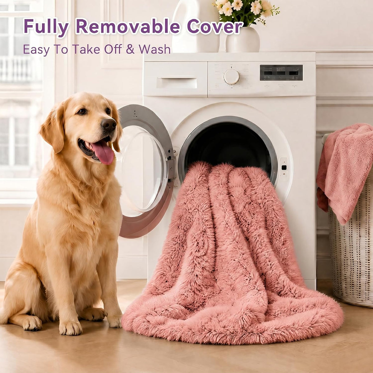 Grey Human Dog Bed, 71''x45''x12'' Size Fits Adult and Pet - Pink - image 4