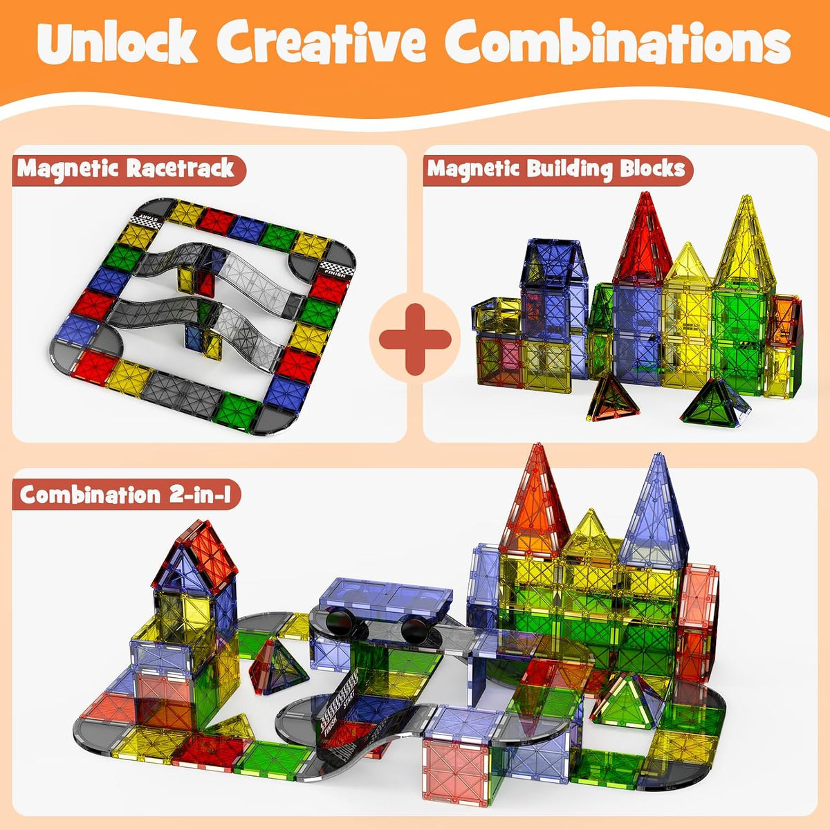 42PCS Mini Magnetic Tiles Travel Set with Iron Storage Box - 40 Pieces - image 3