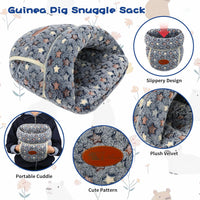 YUEPET Guinea Pig Bed Cuddle Cave, Warm Fleece Hideout - Grey Star / 1PCS - image 4