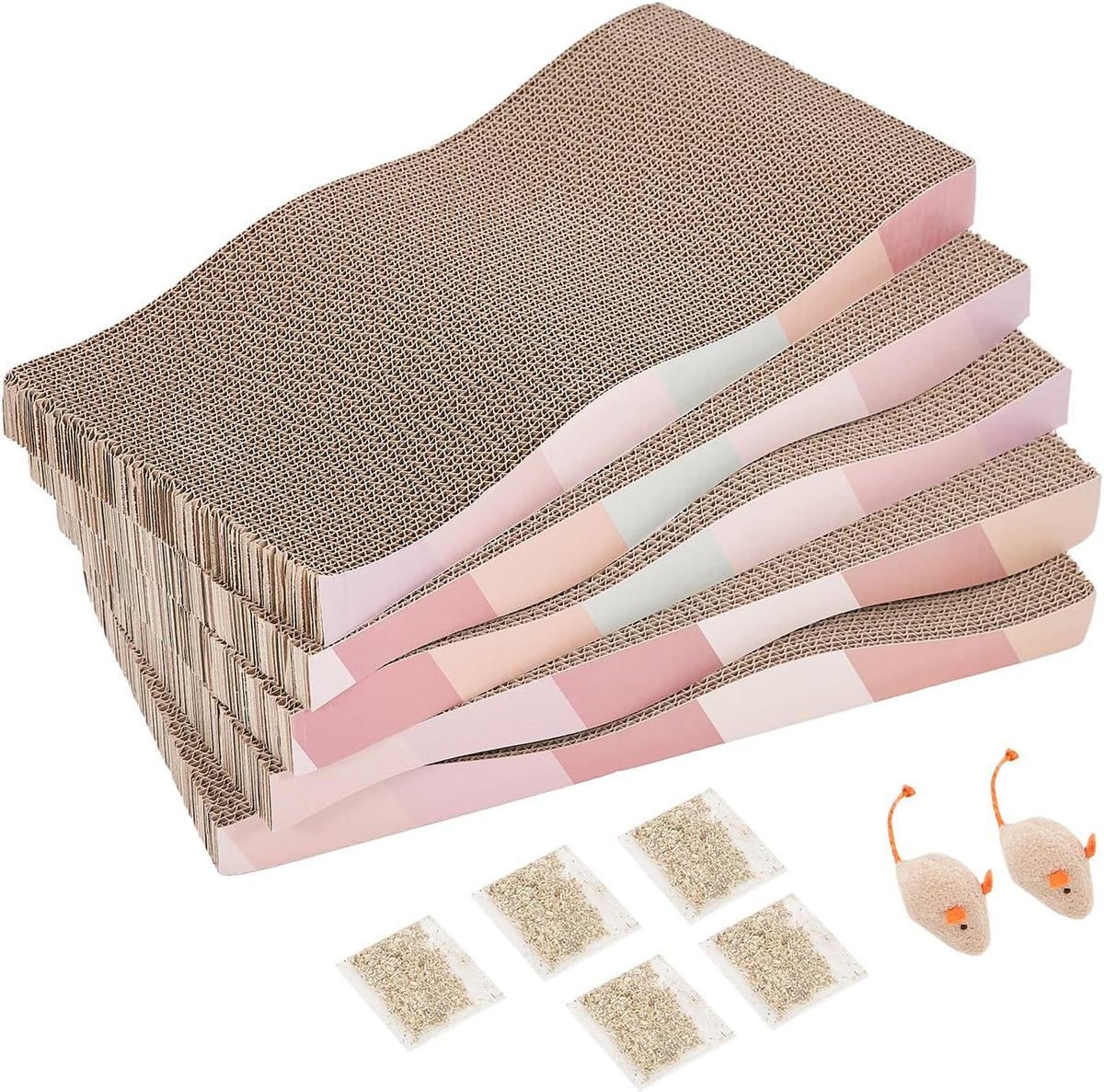 SIDAZON Cat Scratching Board cat Scratcher Cat Scratch Pad Cardboard - 5-Pack
