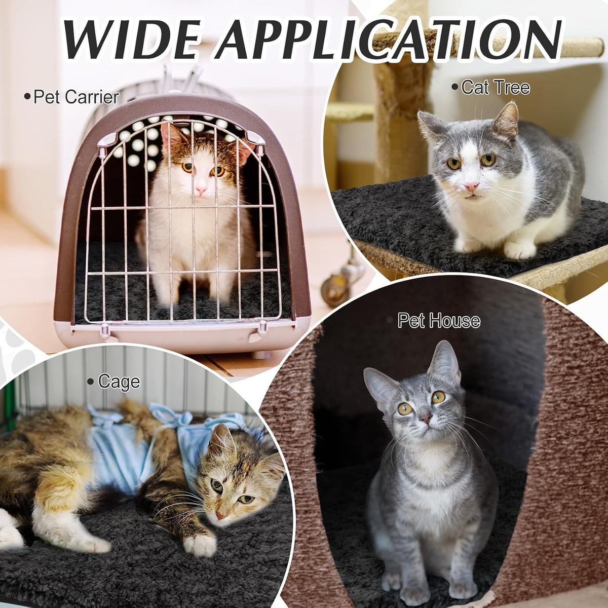 Drydiet 4 Pack Self Warming Cat Mat for Pets - 16 x 20 Inch / Black / Solid - image 4