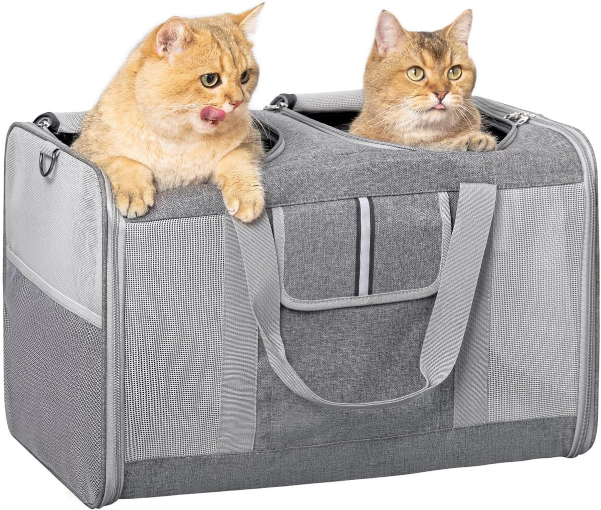 Extra Large Cat Carrier for 2 Cats - Grey(Large)