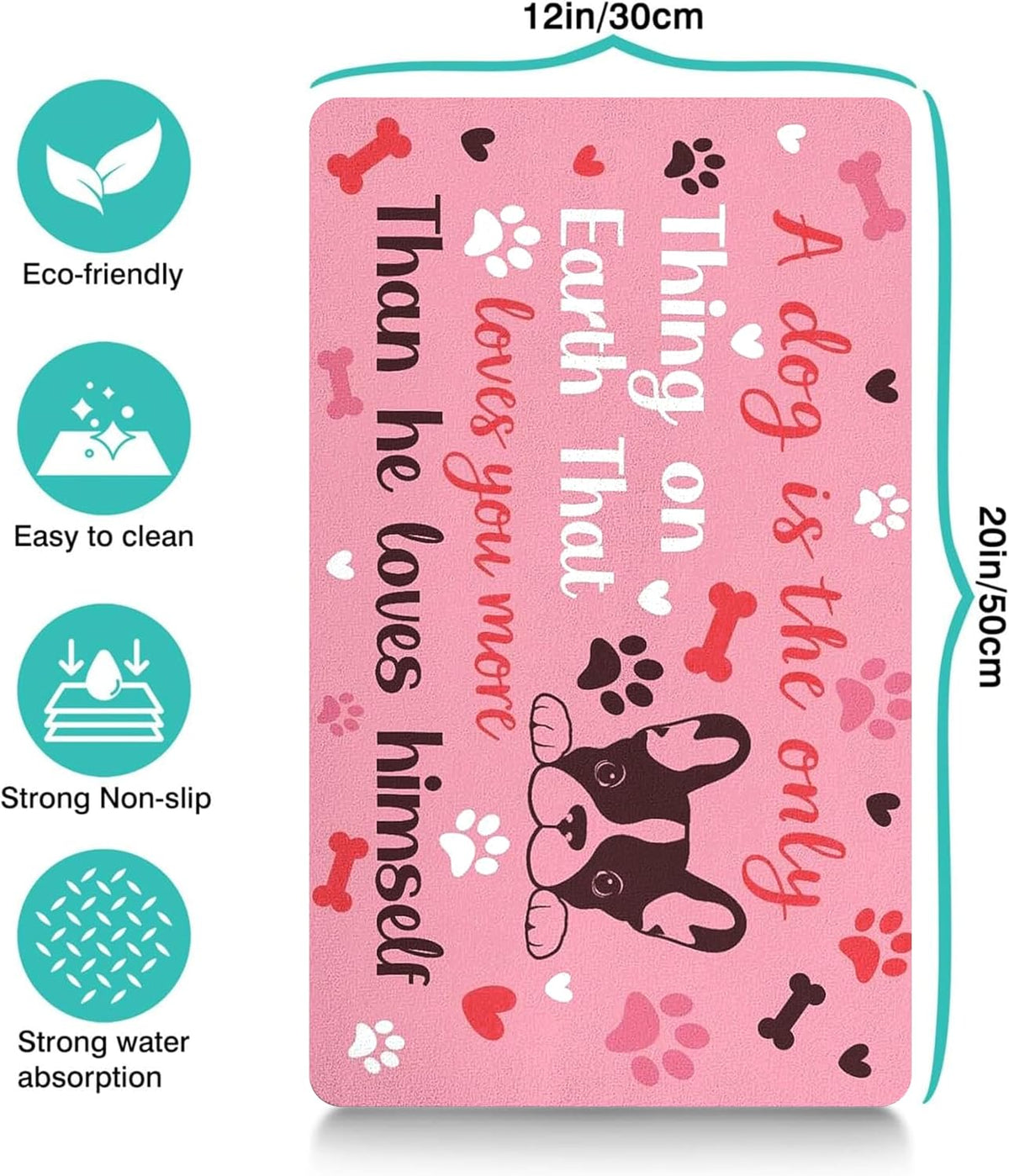 Pet Feeding Mat for Floors Cat Food Mat Waterproof Dog Food Mat - 20"L x 12"W / Pink - image 4