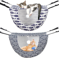 Unittype 2 Pieces Cat Cage Hammock Hanging Pet Bed, 2 Styles - Fish / 2