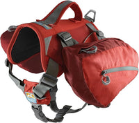 Kurgo Big Baxter Dog Backpack, Dog Saddlebag, Dog Pack, Adjustable Saddlebag for Hiking, Walking, Running, Camping, Chili Red/Barn Red