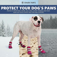 Spark Paws Dog Shoes, Waterproof Dog Boots for Medium to Large Dogs, Non Slip, Breathable Dog Booties and Paw Protectors - 4PCS Doggie Hiking Boots with Reflective Straps, Pink Camo, Size 4