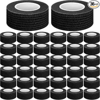Treela 36 Pcs Self Adherent Bandage 1" X 5 Yard Wrap Breathable Cohesive Bandage Elastic Adhesive Tape for Stretch Athletic Sports Wrist Ankle(Black)