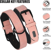 Didog Soft Padded PU Leather Dog Collar, Breathable and Adjustable Pink Dog Collars for Small Dogs, Comfortable for Daily Walk, Pink, M Fit Neck 12-15"(13-22 lbs)