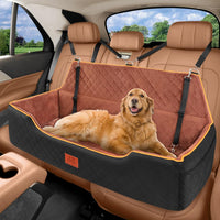 XIEEAOZEE Large Dog Car Seat for Pets Under 100 lbs - Black/Brown
