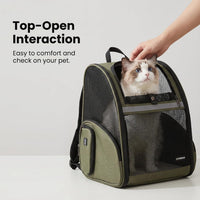 Cat Backpack Carrier for Small Dogs and Medium cat Puppy Kitten Bunny - DarkGreen / 12.9"L x 10.6"W x 15.5"H - image 4