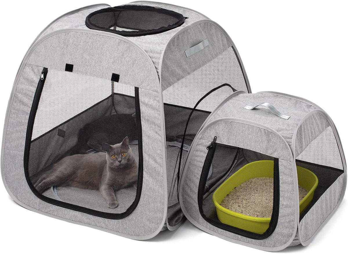 Portable Cat Playpen, Trapezoidal Design for Better Standing