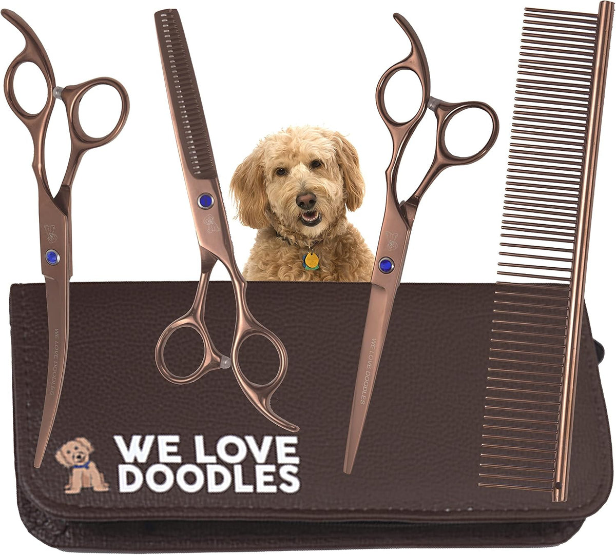 Dog Grooming Scissors Kit, Curved - Medium