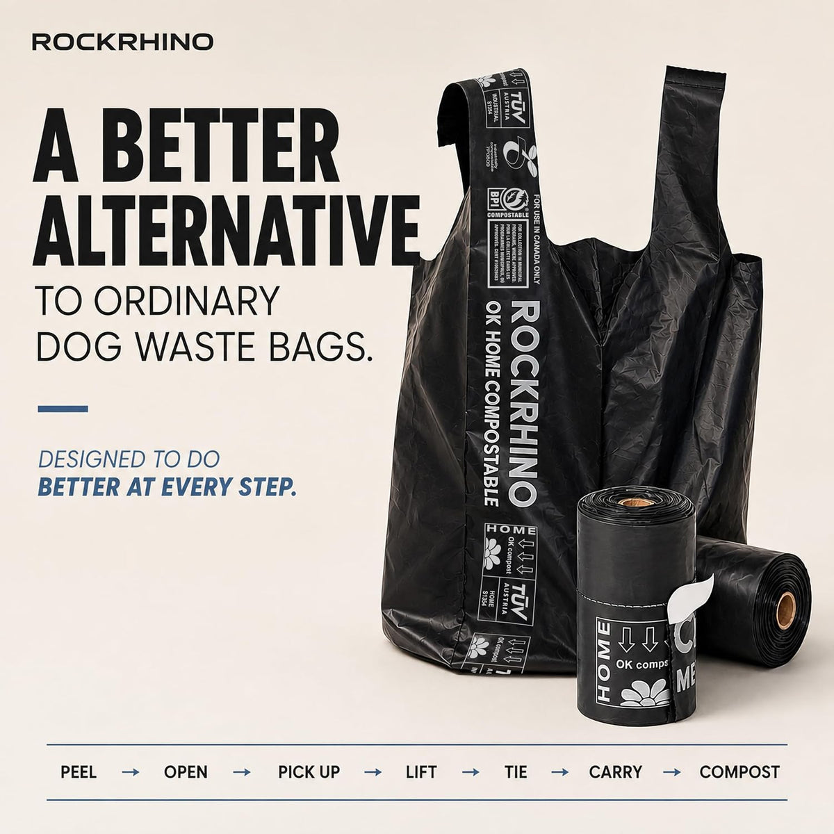 ROCKRHINO Ultra Thick Dog Poop Bags, Multi-Layer Bottom, Opaque - 1 Count (Pack of 120) - image 2