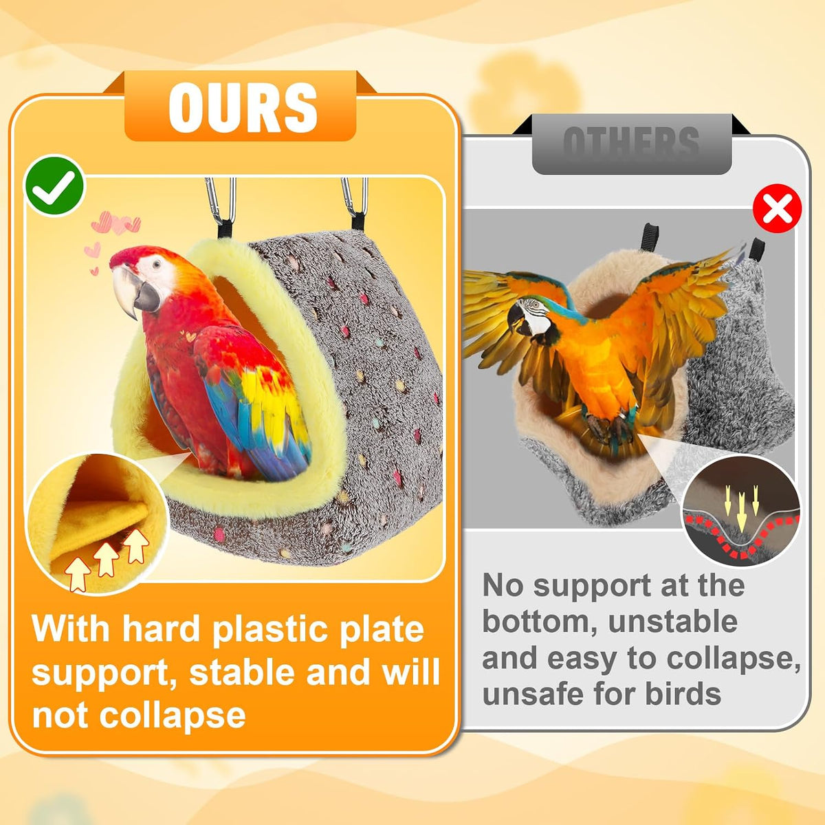 Medium Winter Warm Bird Nest House with Support Board for Cage – Essentials for Birds - Large - image 2
