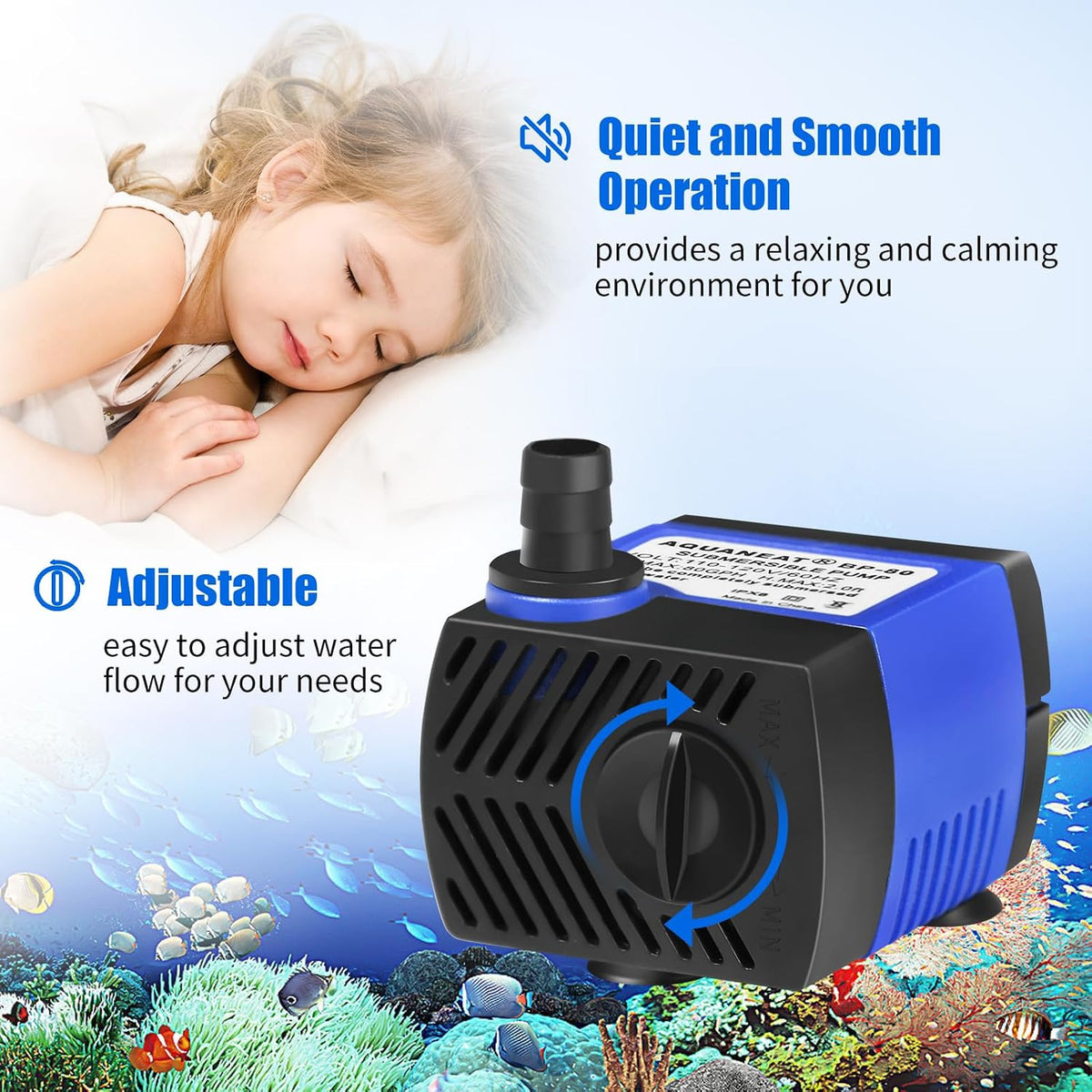 AQUANEAT Small Fountain Pump - 80GPH - image 3