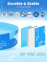 Hikiddy Foldable Kiddie Pool with Canopy: Baby Infant Toddler Kids - Blue-blue / 47in - image 3