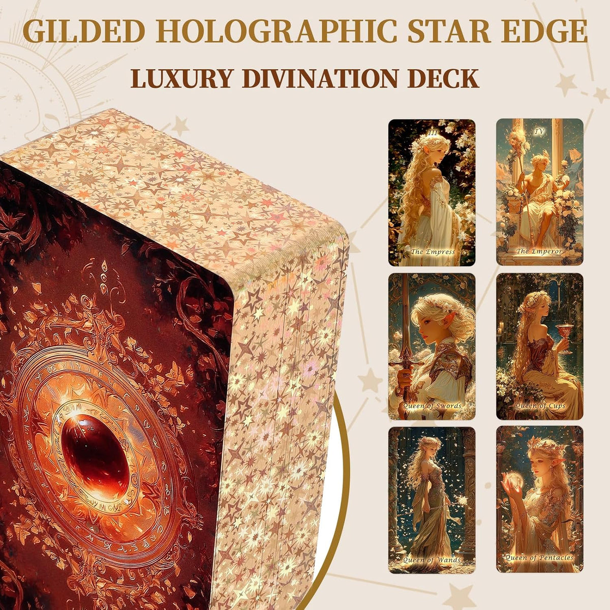 Ethereal Elves tarot cards with gold foil edges, guide book and botanical box - view 6