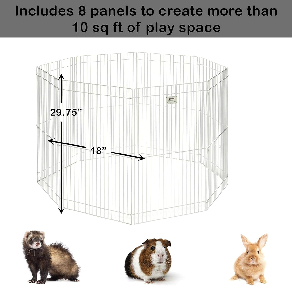 MidWest Homes for Pets Small Animal Pet Playpen/Exercise Pen - White / 29.6"L x 19.5"W x 18.0"H - image 3