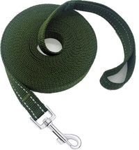 Nylon Training Dog Leash for Small Medium Large Dogs, Camping - Reflective Green / 1" x 50ft