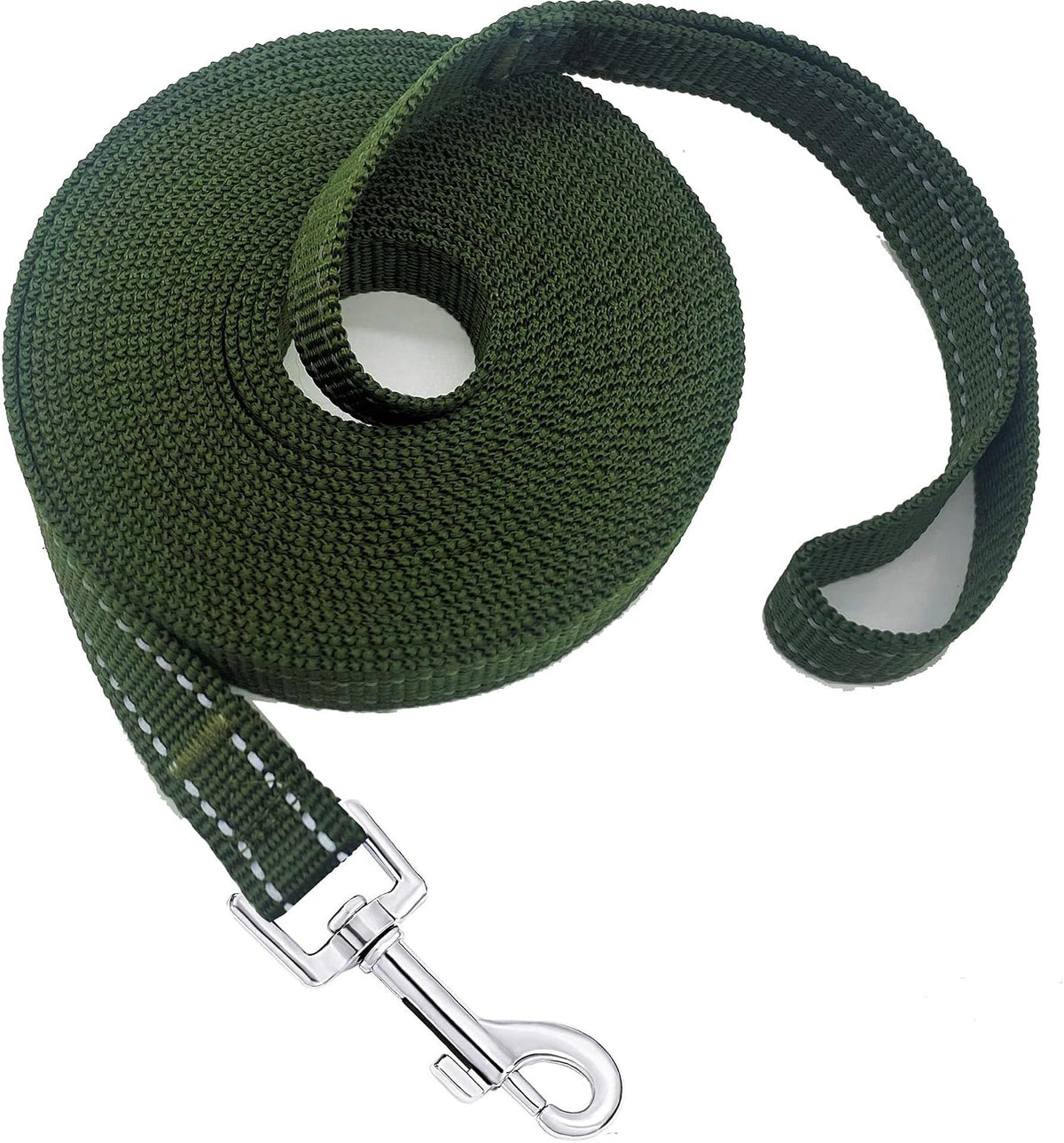 Nylon Training Dog Leash for Small Medium Large Dogs, Camping - Reflective Green / 1" x 50ft