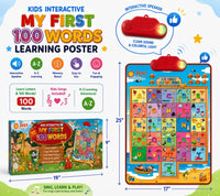 Just Smarty Interactive Alphabet Wall Chart, ABC & 123's, Blue – Fun for Kids & Family - 100 Words - image 4